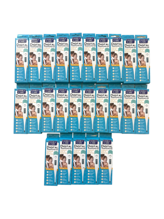 Family Other - Lot of 25-Family Care Digital Thermometers Underarm, Oral or Rectal Use
